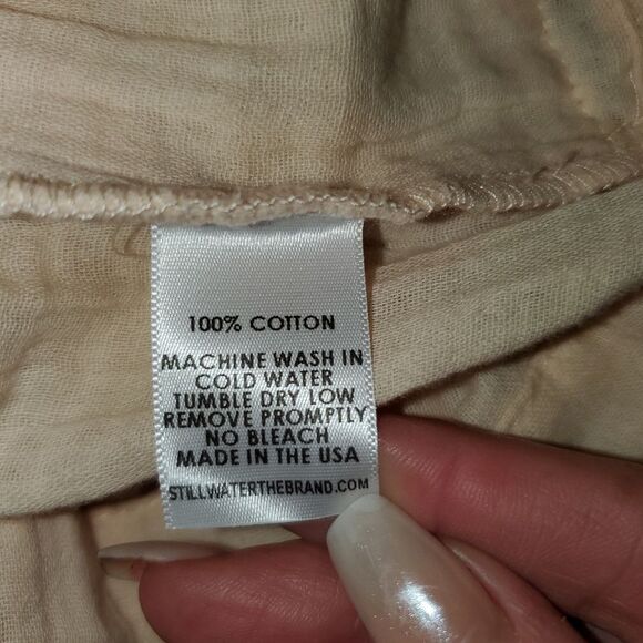 STILLWATER Some Beachy Shorteral Slubbed Cotton Peach Short Overalls NWT XS - Picture 7 of 12